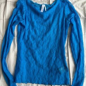 Urban Outfitters Lace sheer Bright blue top